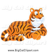 Big Cat Vector Clipart of a Resting Happy Tiger by Alex Bannykh