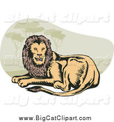 Big Cat Vector Clipart of a Resting Lion by Patrimonio