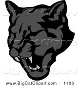 Big Cat Vector Clipart of a Roaring Black Panther by Chromaco