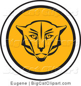 Big Cat Vector Clipart of a Round Cougar Icon by Eugene