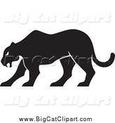 Big Cat Vector Clipart of a Silhouetted Panther Walking by Any Vector