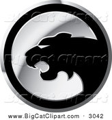 Big Cat Vector Clipart of a Silver and Black Round Cheetah Icon by Lal Perera