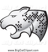 Big Cat Vector Clipart of a Silver Cheetah with Pixelated Spots by Lal Perera