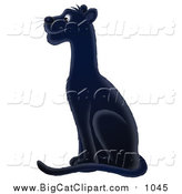 Big Cat Vector Clipart of a Sitting Black Panther Facing Left by Alex Bannykh