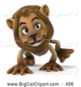 Big Cat Vector Clipart of a Smiling Lion Character Walking on All Fours by