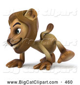 Big Cat Vector Clipart of a Smiling Lion Character Walking on All Fours by