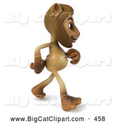 Big Cat Vector Clipart of a Smiling Lion Character Walking to the Right by
