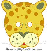 Big Cat Vector Clipart of a Spotted Leopard Face with White Eyes by Prawny