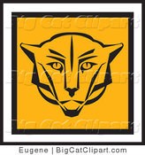 Big Cat Vector Clipart of a Square Cougar Face Design by Eugene