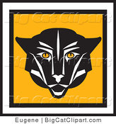 Big Cat Vector Clipart of a Square Cougar Face Icon by Eugene