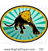 Big Cat Vector Clipart of a Stalking Lioness by Patrimonio