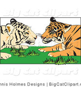 Big Cat Vector Clipart of a Tiger Pair by Dennis Holmes Designs
