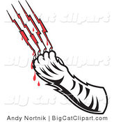 Big Cat Vector Clipart of a Tigers Claw Drawing Blood from Scratches by Andy Nortnik
