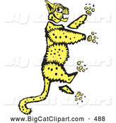 Big Cat Vector Clipart of a Yellow Leopard Rampant by Xunantunich