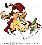 Cartoon Vector Clipart of a Cheetah Writing Letter to Santa by Dero