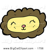 Cartoon Vector Clipart of a Happy Lion Face by Lineartestpilot