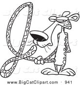 Cartoon Vector Clipart of a J for Jaguar - White and Black Outline Alphabet by Toonaday