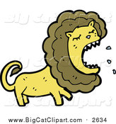 Cartoon Vector Clipart of a Lion Roaring by Lineartestpilot