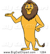 Cartoon Vector Clipart of a Male Lion Presenting and Standing Upright by Cartoon Solutions