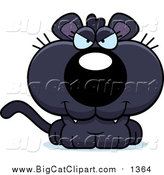 Cartoon Vector Clipart of a Sly Panther Cub by Cory Thoman