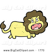 Cartoon Vector Clipart of a Wild Male Lion Screaming by Lineartestpilot