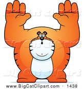 Vector Clipart of a Big Orange Tiger with Hands up - Cartoon Style by Cory Thoman