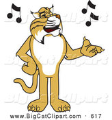 Vector Clipart of a Bobcat Mascot Character Singing by Mascot Junction