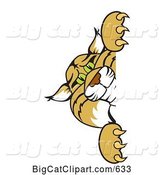 Vector Clipart of a Cartoon Bobcat Character Peeking Around a Blank Sign by Toons4Biz
