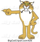 Vector Clipart of a Cartoon Bobcat Character Pointing Left by Mascot Junction