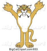 Vector Clipart of a Cartoon Bobcat Character Reaching out by Mascot Junction
