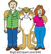 Vector Clipart of a Cartoon Bobcat Character with Teachers or Parents by Mascot Junction