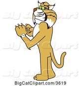 Vector Clipart of a Cartoon Bobcat School Mascot Checking His Watch for the Time, Symbolizing Dependability by Mascot Junction