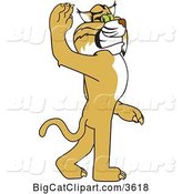 Vector Clipart of a Cartoon Bobcat School Mascot Walking and Waving, Symbolizing Leadership by Mascot Junction