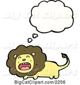 Vector Clipart of a Cartoon Thinking Lion by Lineartestpilot