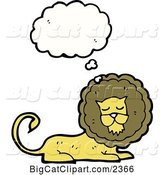 Vector Clipart of a Cartoon Thinking Lion by Lineartestpilot