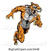 Vector Clipart of a Strong Running Tiger Mascot by AtStockIllustration