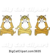 Vector Clipart of Cartoon Bobcat School Mascots Sitting on the Floor, Symbolizing Respect by Mascot Junction