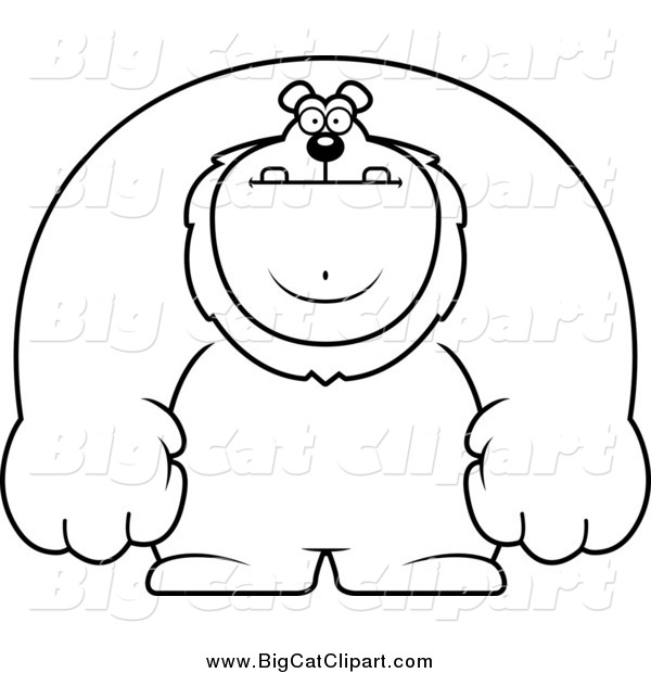 Big Cat Cartoon Vector Clipart of a Black and White Buff Lion
