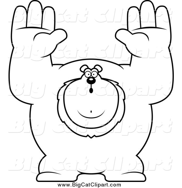 Big Cat Cartoon Vector Clipart of a Black and White Buff Lion Giving up