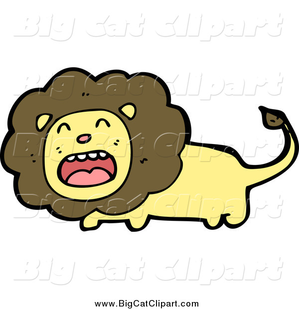 Big Cat Cartoon Vector Clipart of a Brown and Yellow Distressed Lion