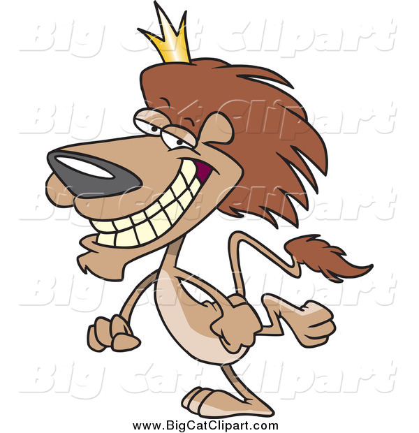 Big Cat Cartoon Vector Clipart of a Cartoon Walking Male King Lion
