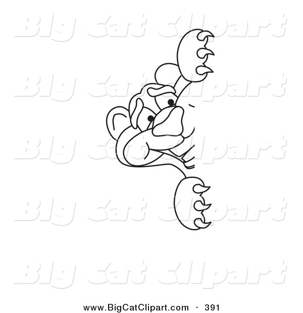 Big Cat Cartoon Vector Clipart of a Coloring Page Outline Design of a Panther Character Mascot Peeking