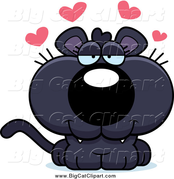 Big Cat Cartoon Vector Clipart of a Cute Amorous Panther