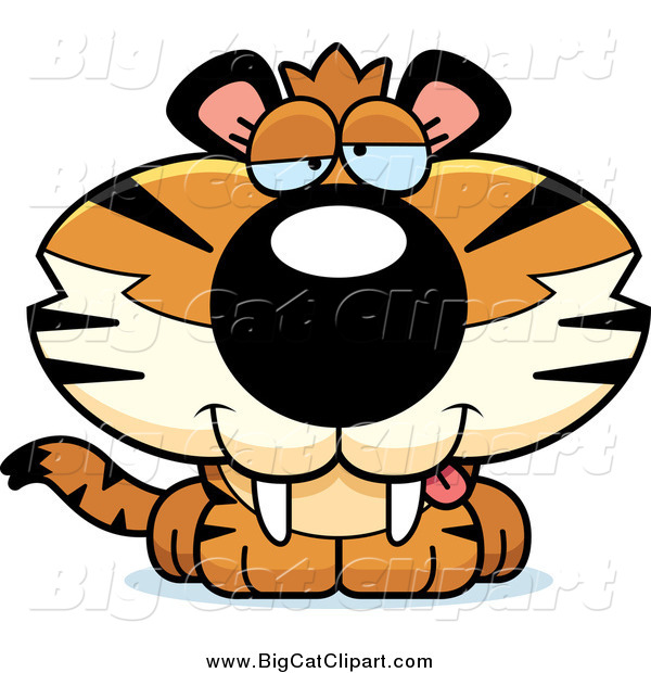 Big Cat Cartoon Vector Clipart of a Cute Drunk Baby Tiger