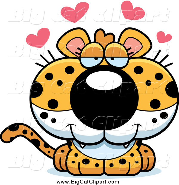 Big Cat Cartoon Vector Clipart of a Cute Leopard Cub with Hearts