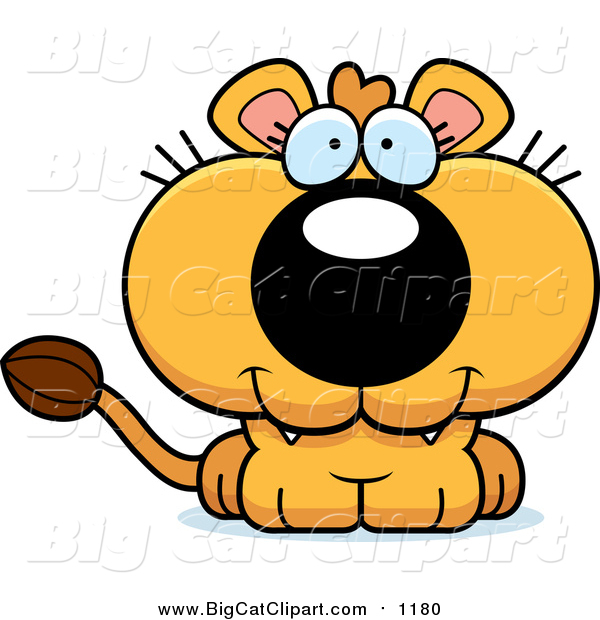 Big Cat Cartoon Vector Clipart of a Cute Lioness Cub