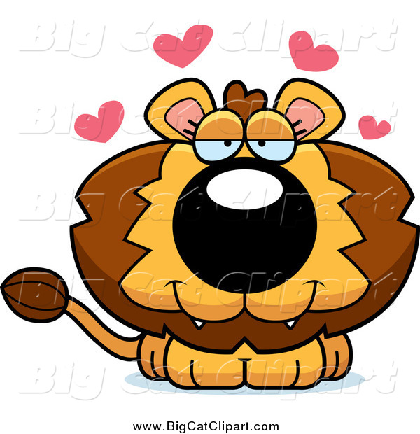 Big Cat Cartoon Vector Clipart of a Cute Loving Male Lion