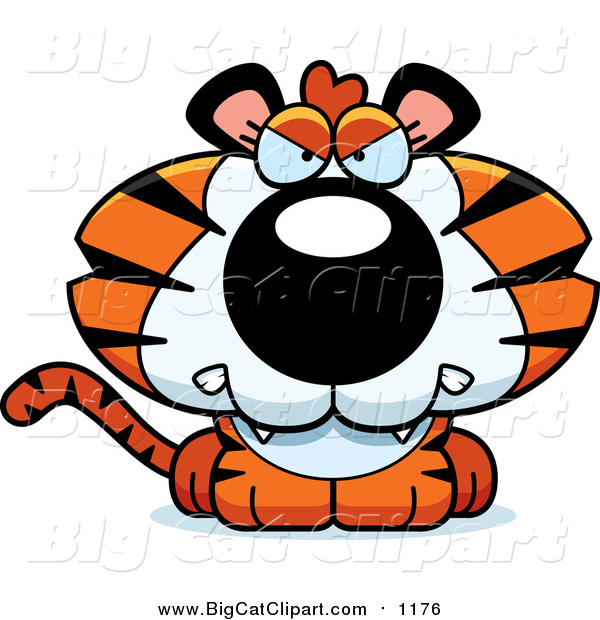 Big Cat Cartoon Vector Clipart of a Cute Mad Little Tiger