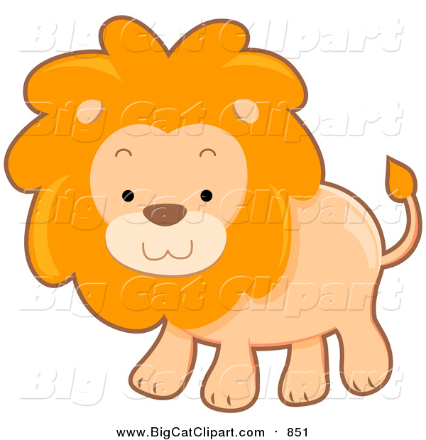 Big Cat Cartoon Vector Clipart of a Cute Male Lion with a Fluffy Mane