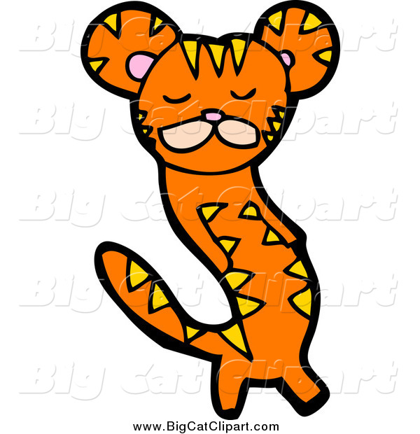 Big Cat Cartoon Vector Clipart of a Cute Tiger Standing on Its Hind Legs